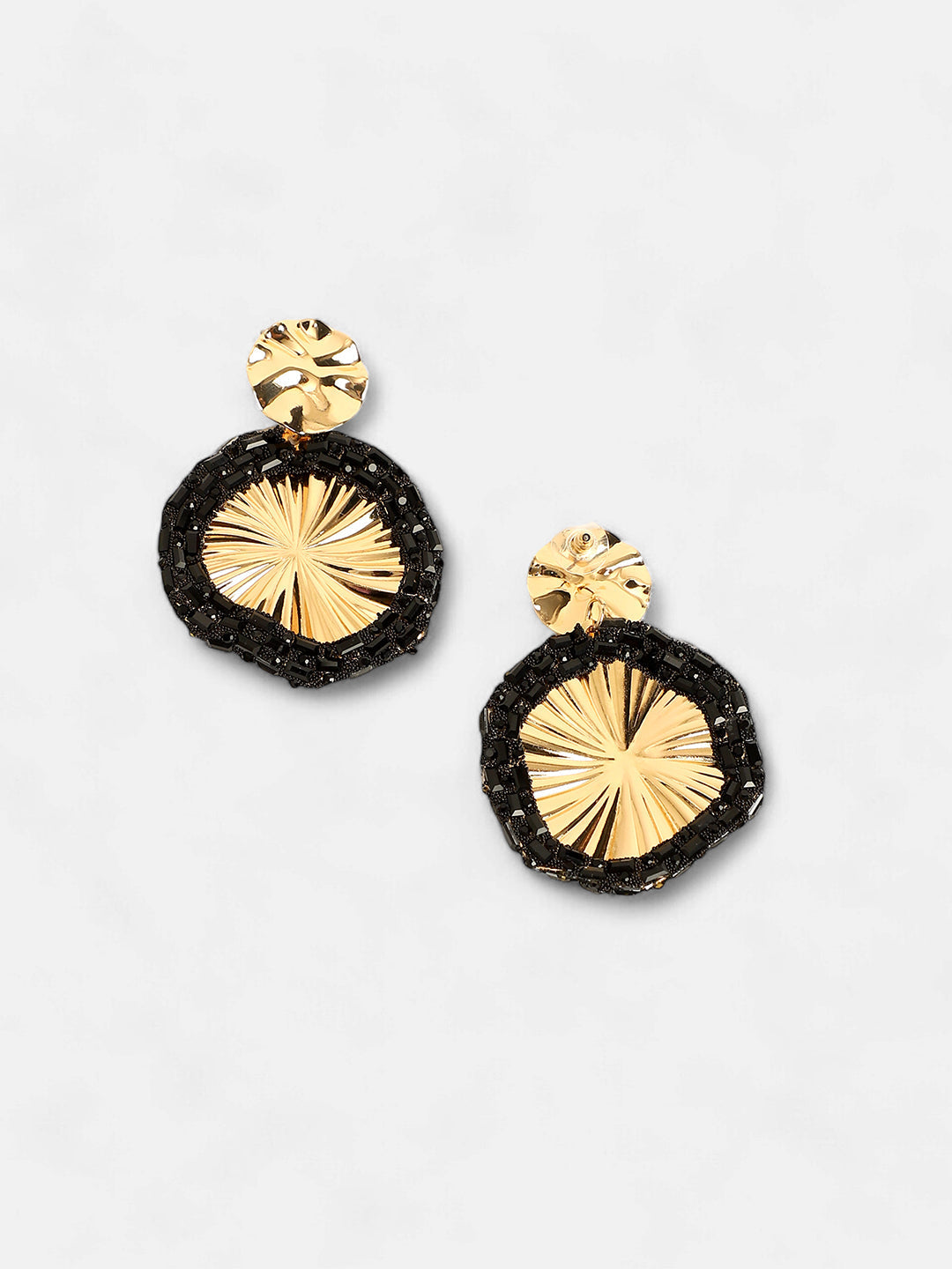 The Revolving Mirror Drop Earrings - Onyx Black-SOHIER8970