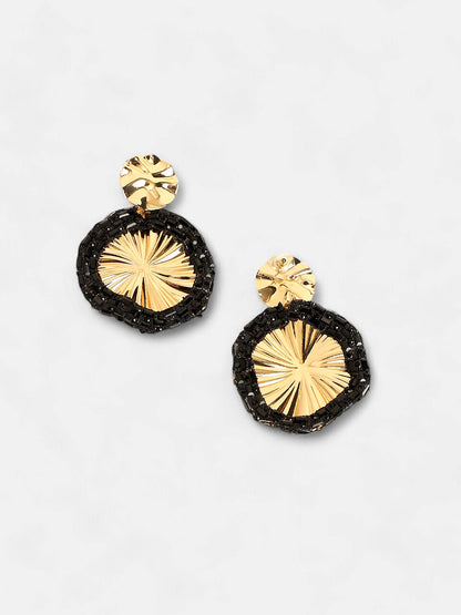 The Revolving Mirror Drop Earrings - Onyx Black-SOHIER8970
