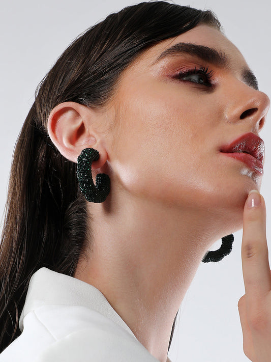 The Jingle Hoop Earrings - Emerald Green-SOHIER8976
