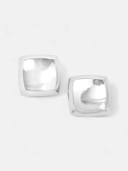 The Slab Drop Earrings - Metallic Silver-SOHIER8977