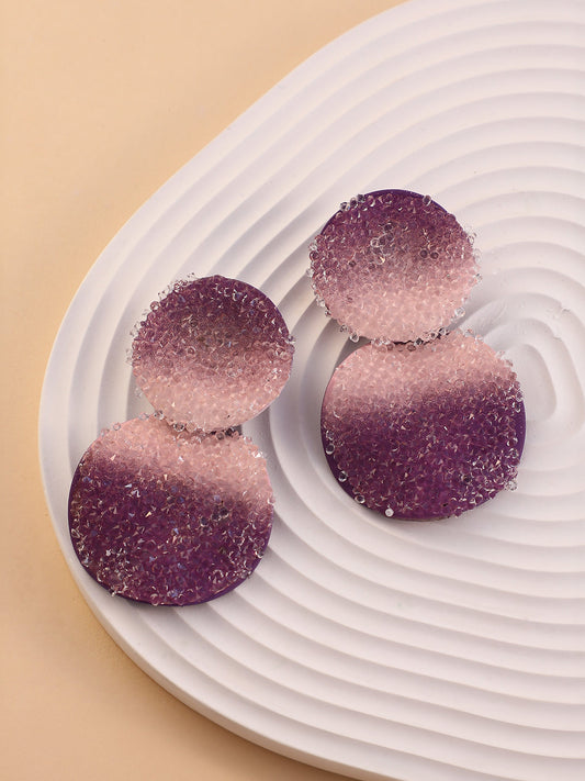 The Glacier Circular Drop Earrings - Amerthyst Purple-SOHIER8978