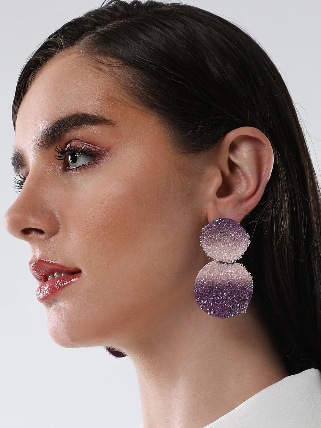 The Glacier Circular Drop Earrings - Amerthyst Purple-SOHIER8978