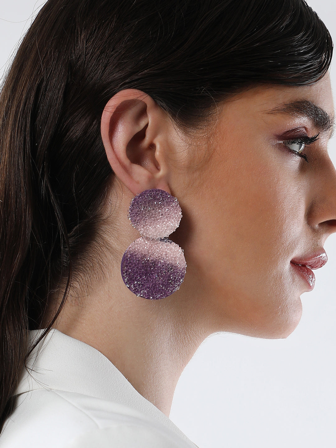 The Glacier Circular Drop Earrings - Amerthyst Purple-SOHIER8978