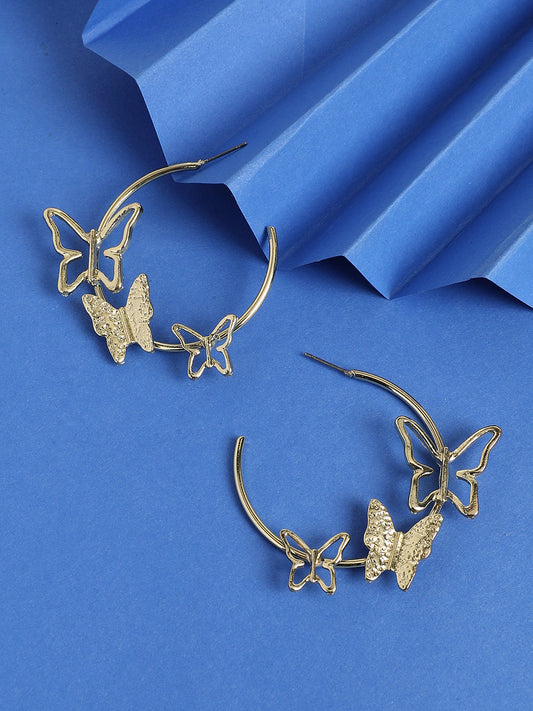 Gold-Plated Animal Shaped Hoop Earrings