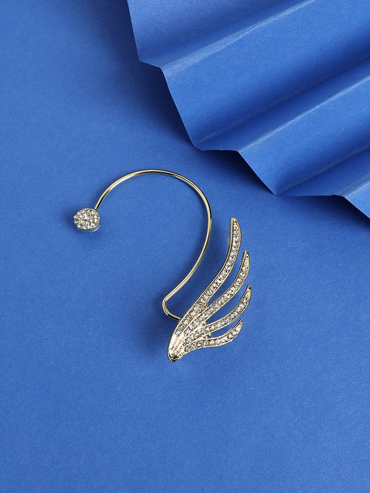 Gold-Plated Feather Shaped Ear Cuff Earrings