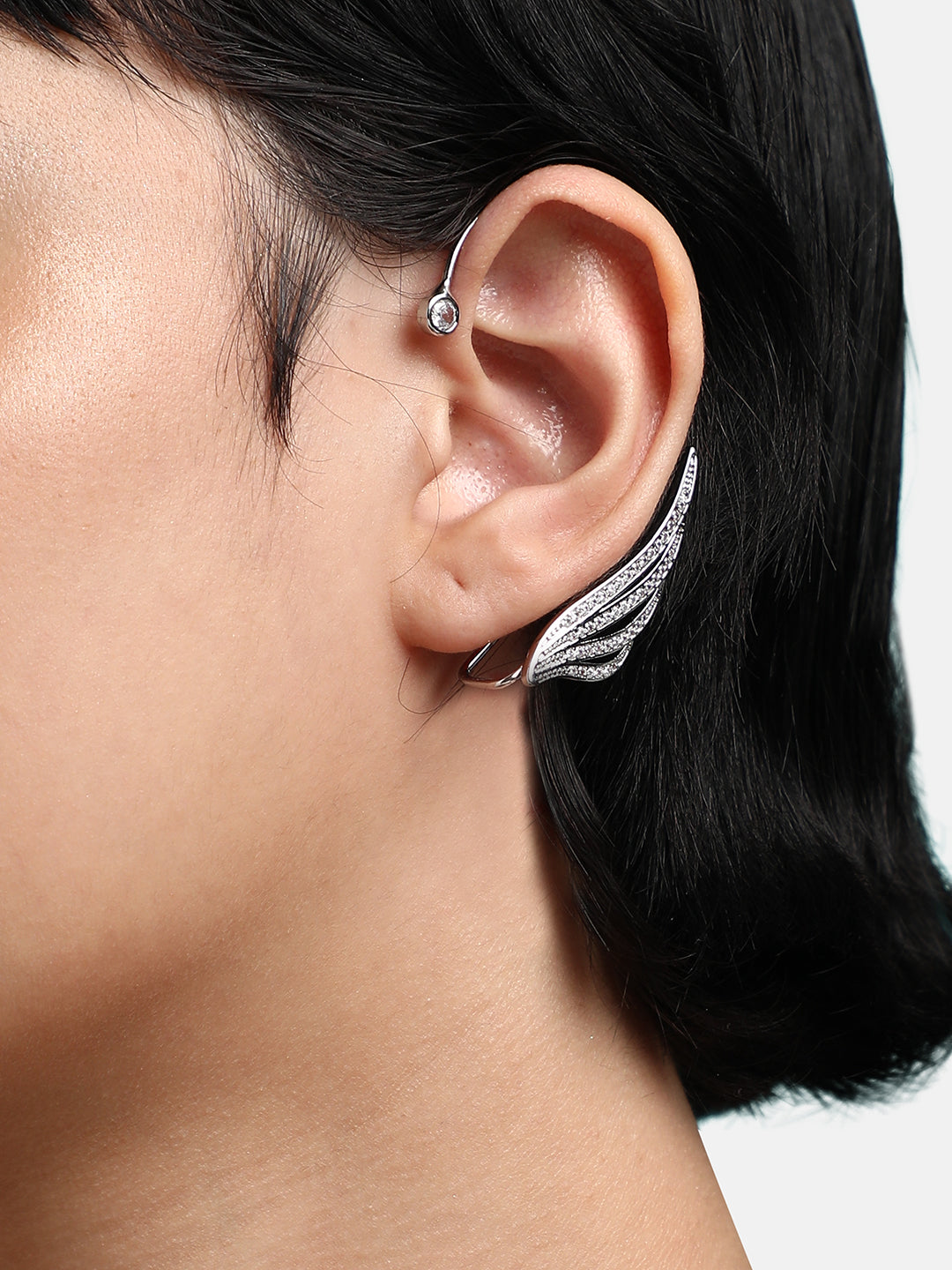 Gold-Plated Feather Shaped Ear Cuff Earrings