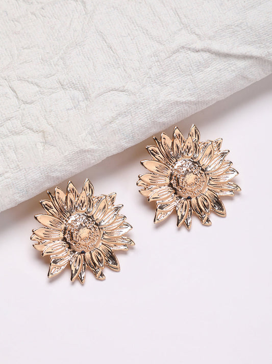 Gold-Plated Sunflower Studs Earrings
