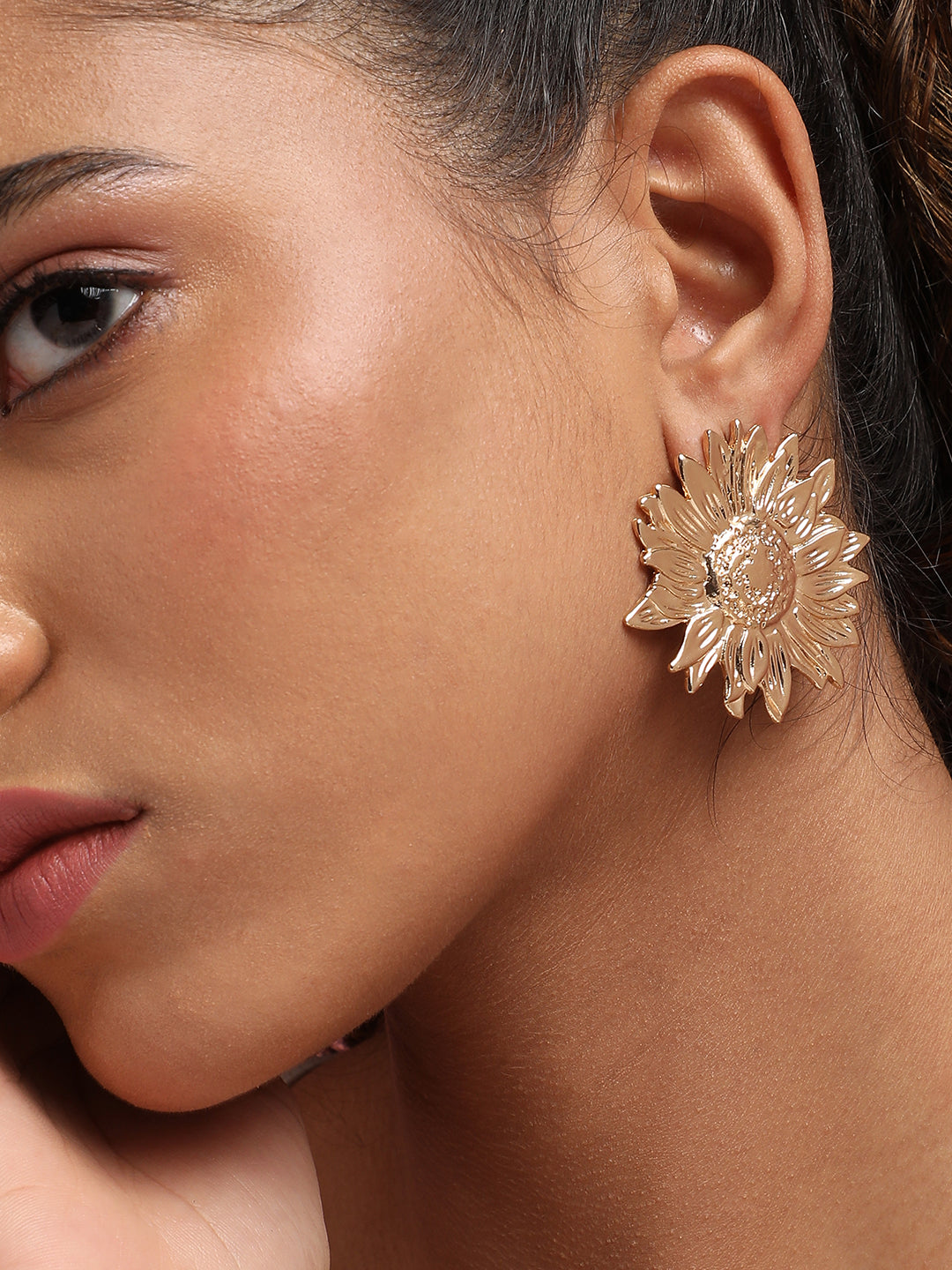 Gold-Plated Sunflower Studs Earrings