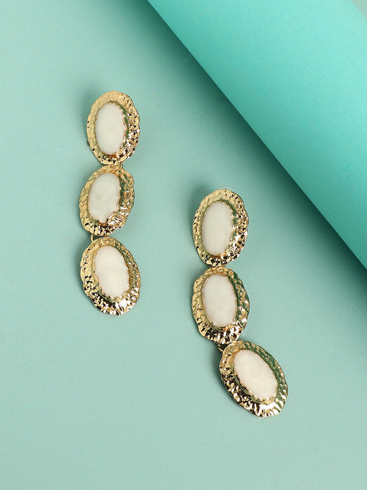 Gold-Plated Oval Drop Earrings