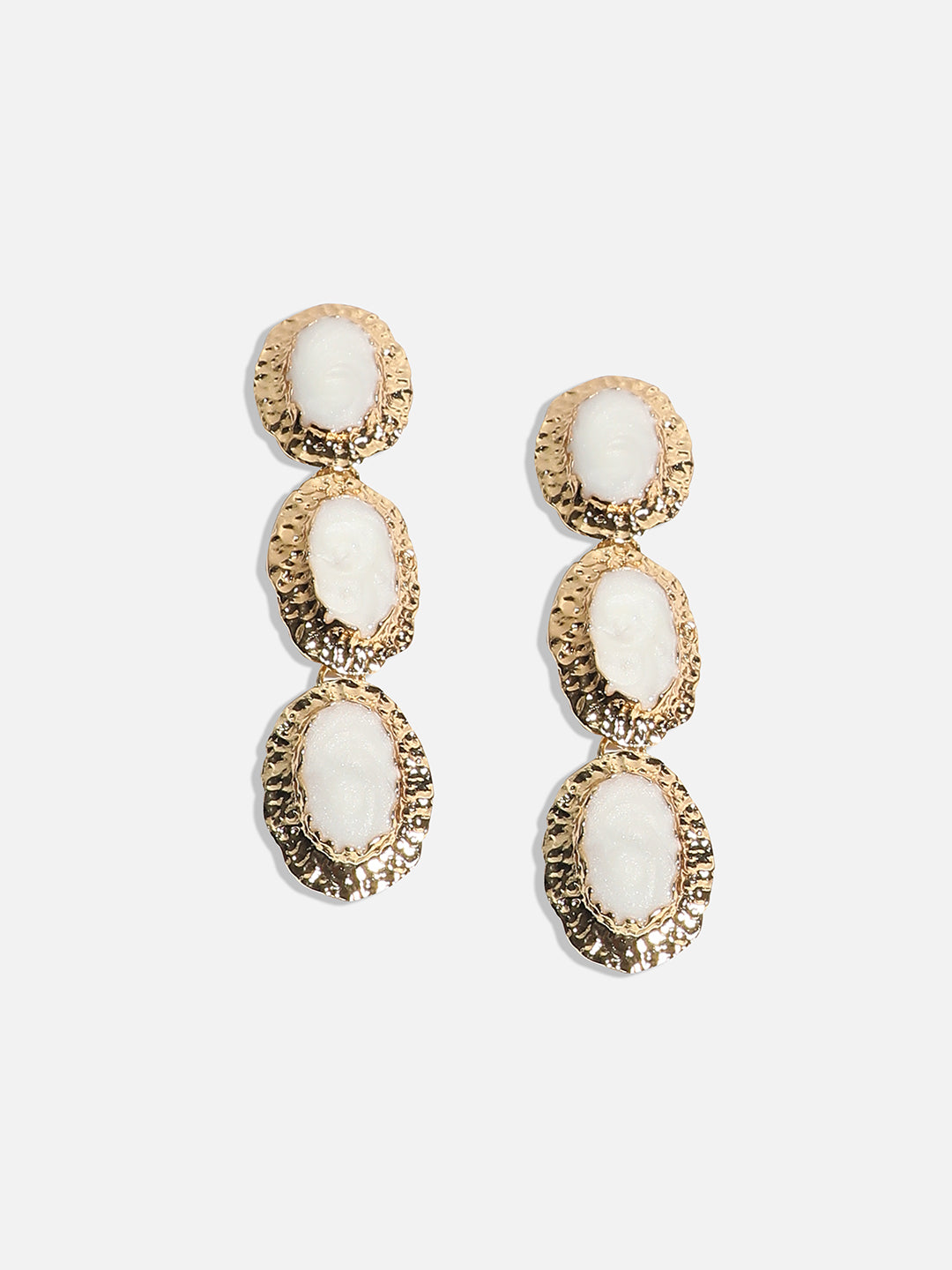 Gold-Plated Oval Drop Earrings