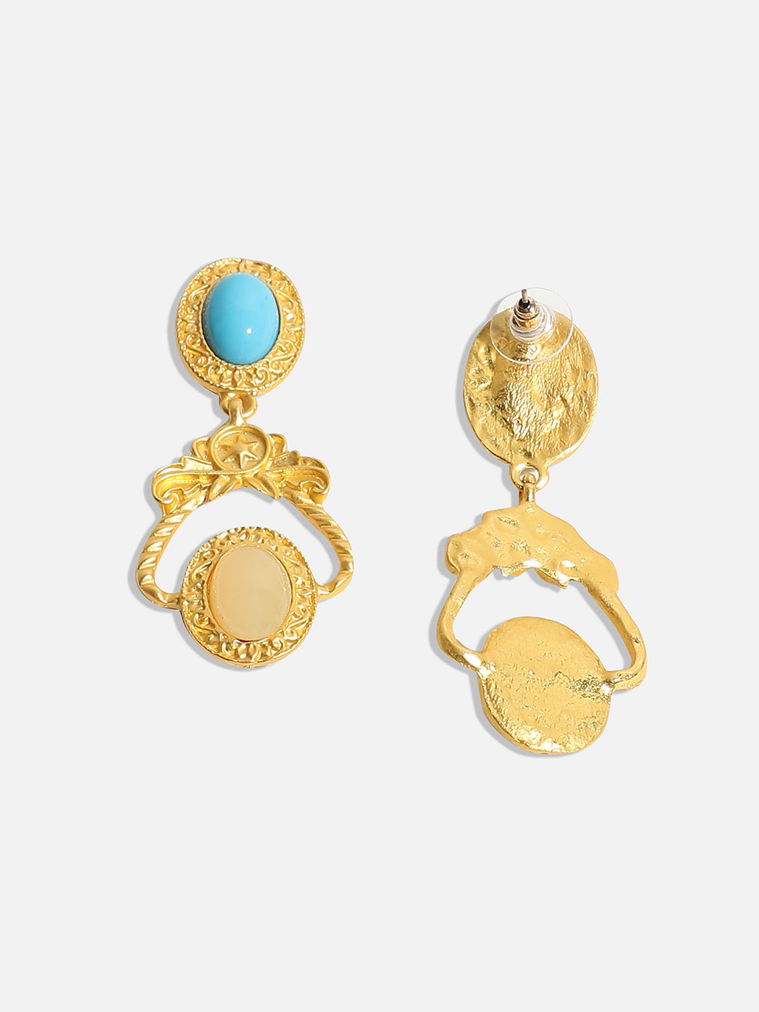 Gold-Plated Oval Shaped Drop Earrings
