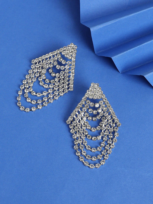 Silver-Plated Contemporary Drop Earrings