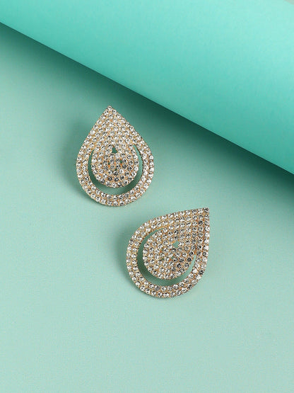 Gold-Plated Teardrop Shaped Drop Earrings