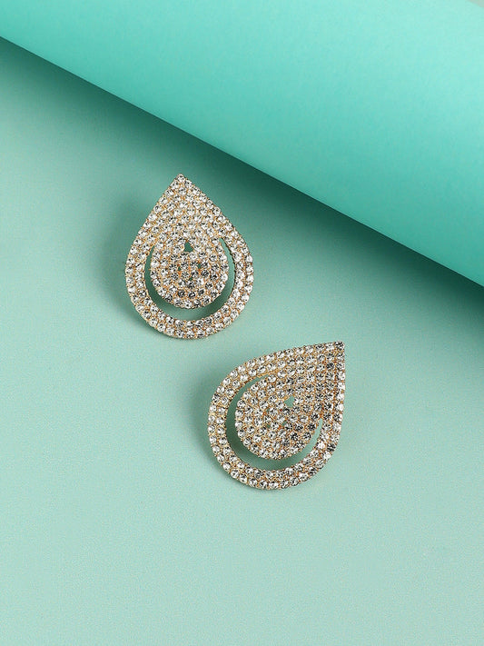 Gold-Plated Teardrop Shaped Drop Earrings
