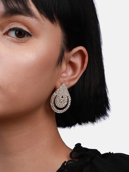 Gold-Plated Teardrop Shaped Drop Earrings