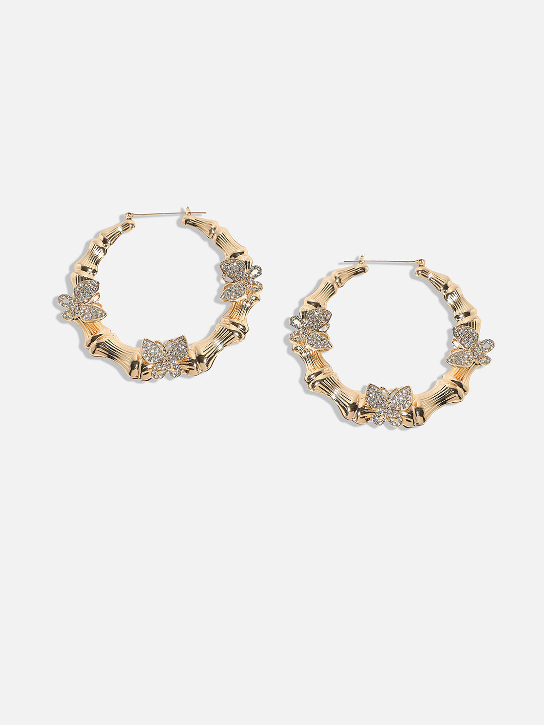 Gold-Plated Artificial Stones Circular Hoop Earrings
