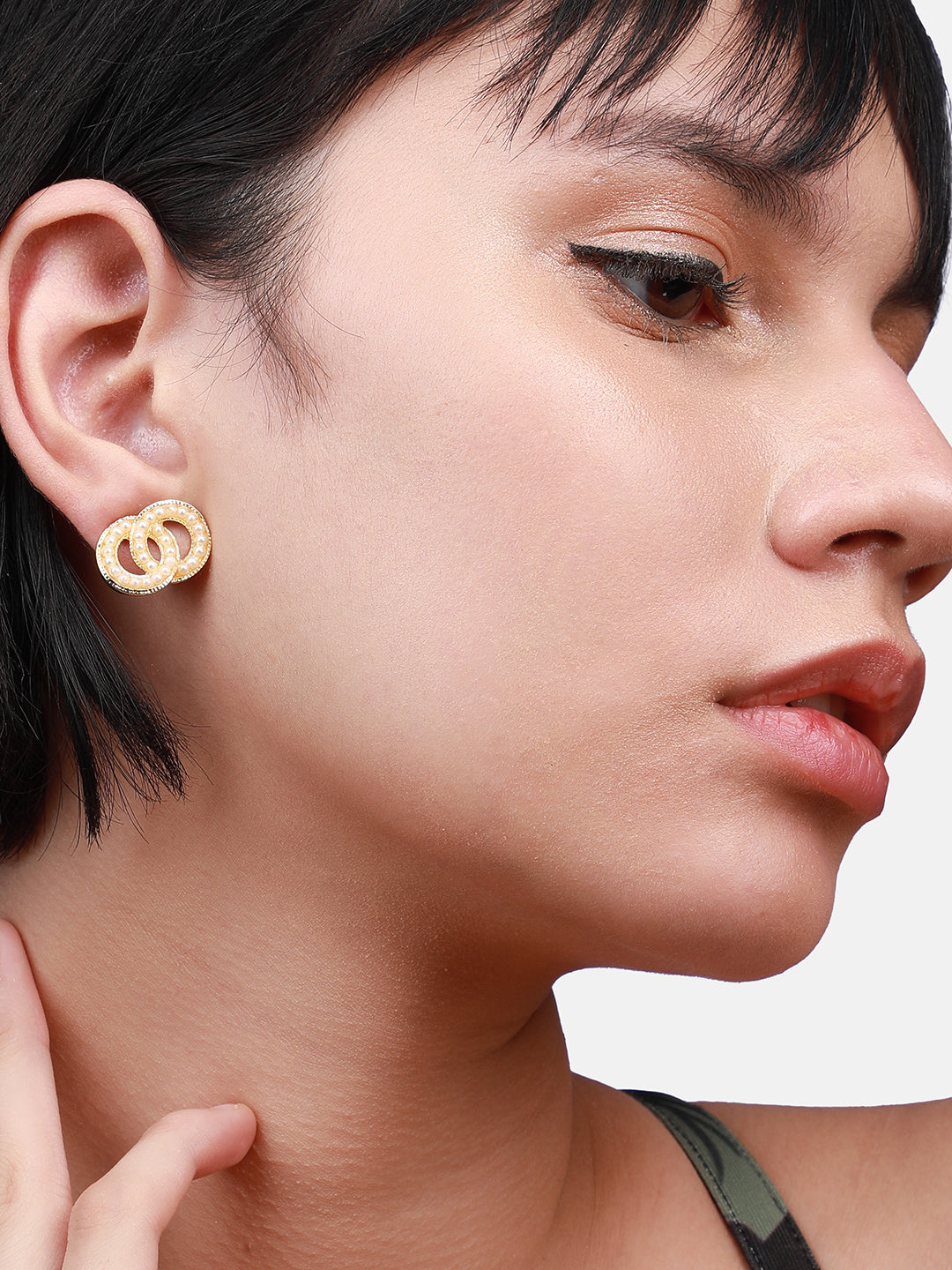 Gold-Plated Circular Studs Earrings