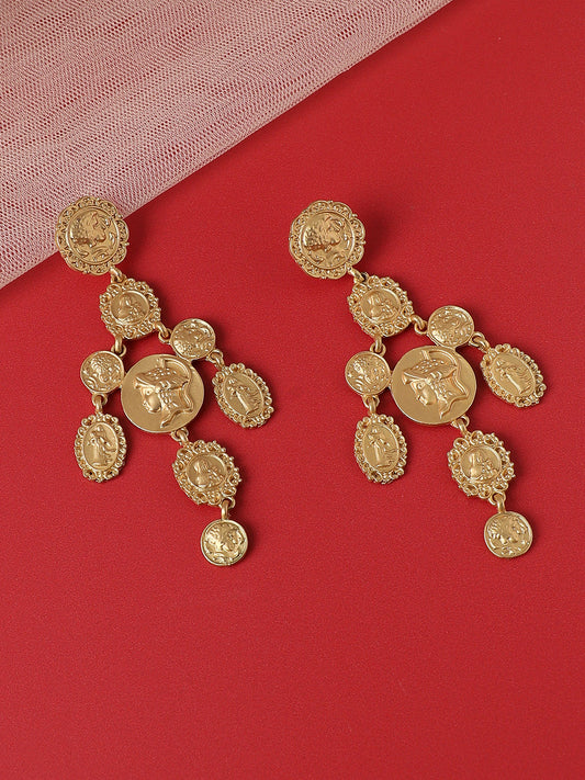 Gold-Plated Contemporary Drop Earrings