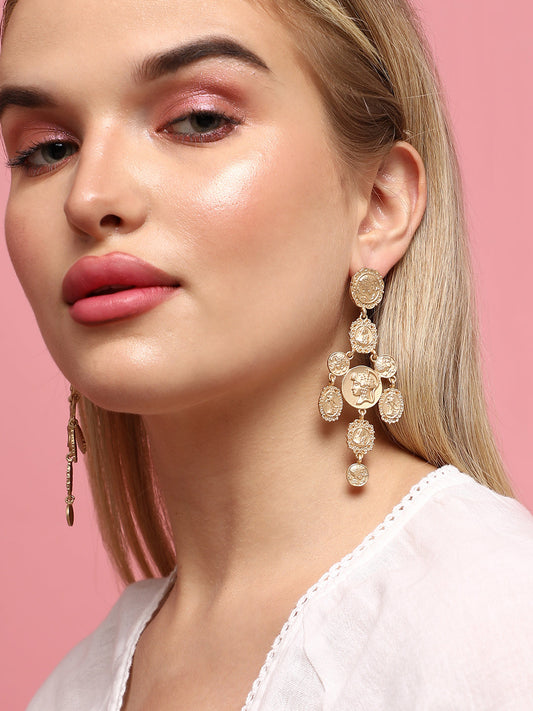 Gold-Plated Contemporary Drop Earrings