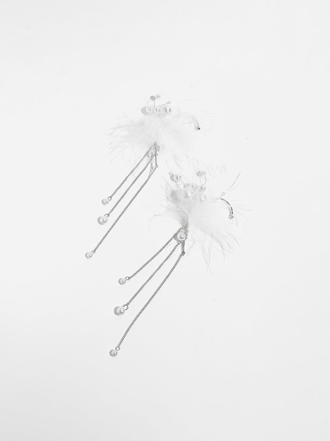 Silver-Plated Feather Shaped Drop Earrings