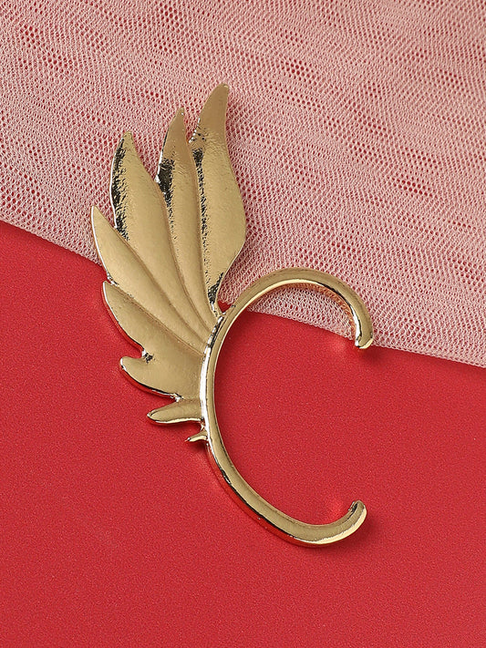 Gold-Plated Feather Shaped Ear Cuff Earrings