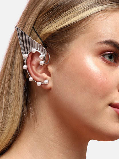 Silver-Plated Artificial Stones Contemporary Ear Cuff