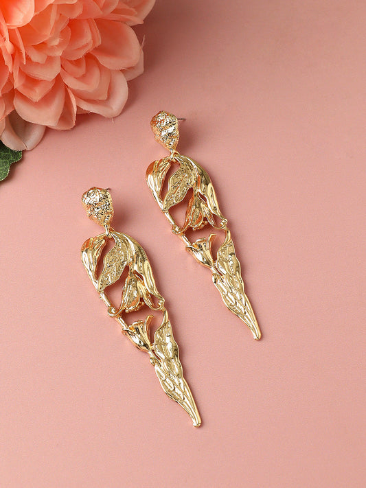 Gold-Plated Floral Drop Earrings