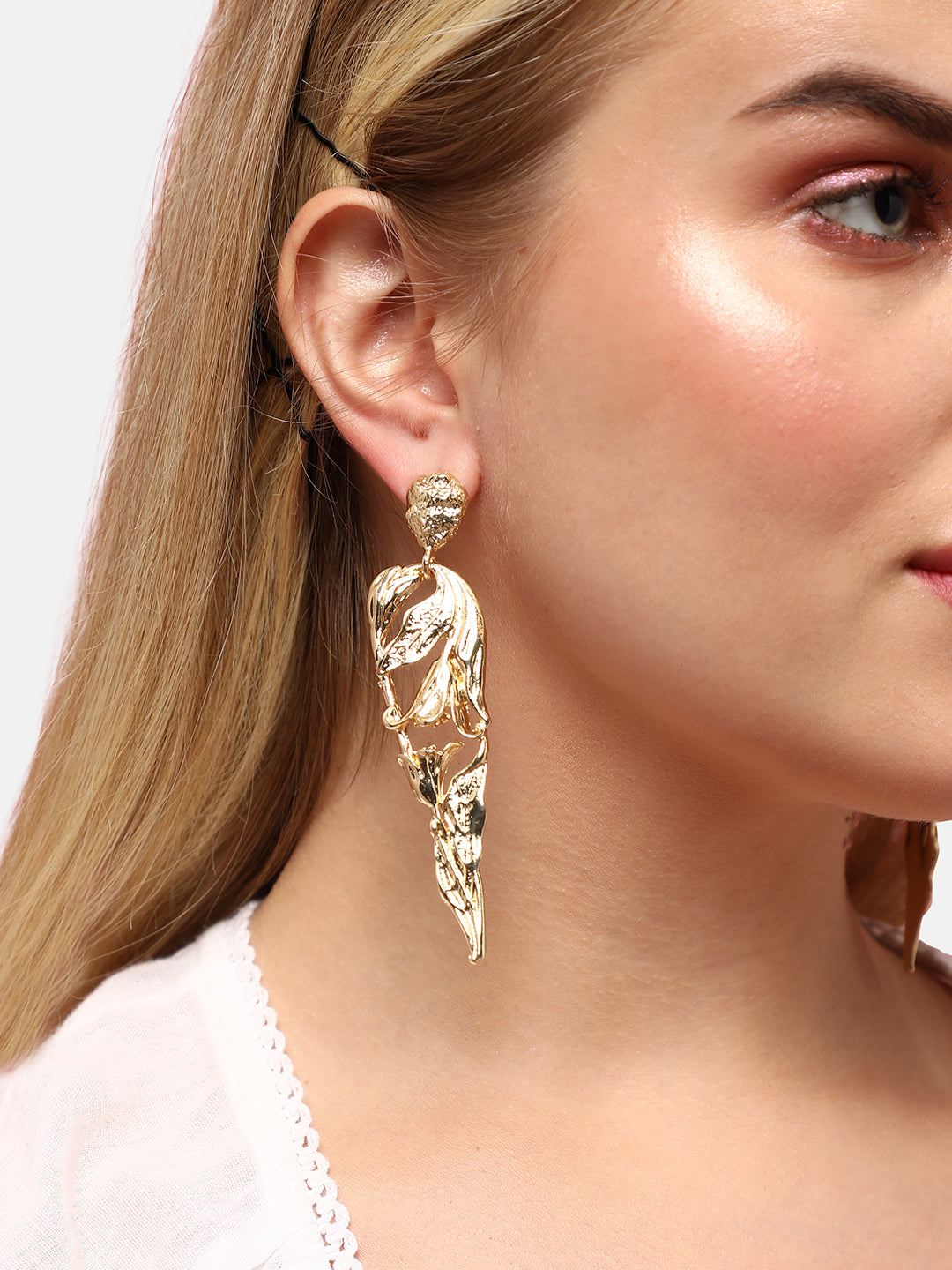 Gold-Plated Floral Drop Earrings