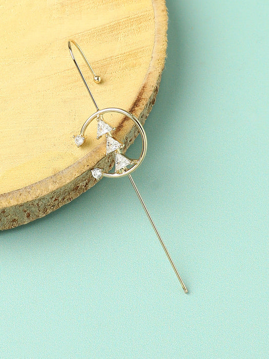 Gold-Plated Crescent Shaped Ear Cuff Earrings