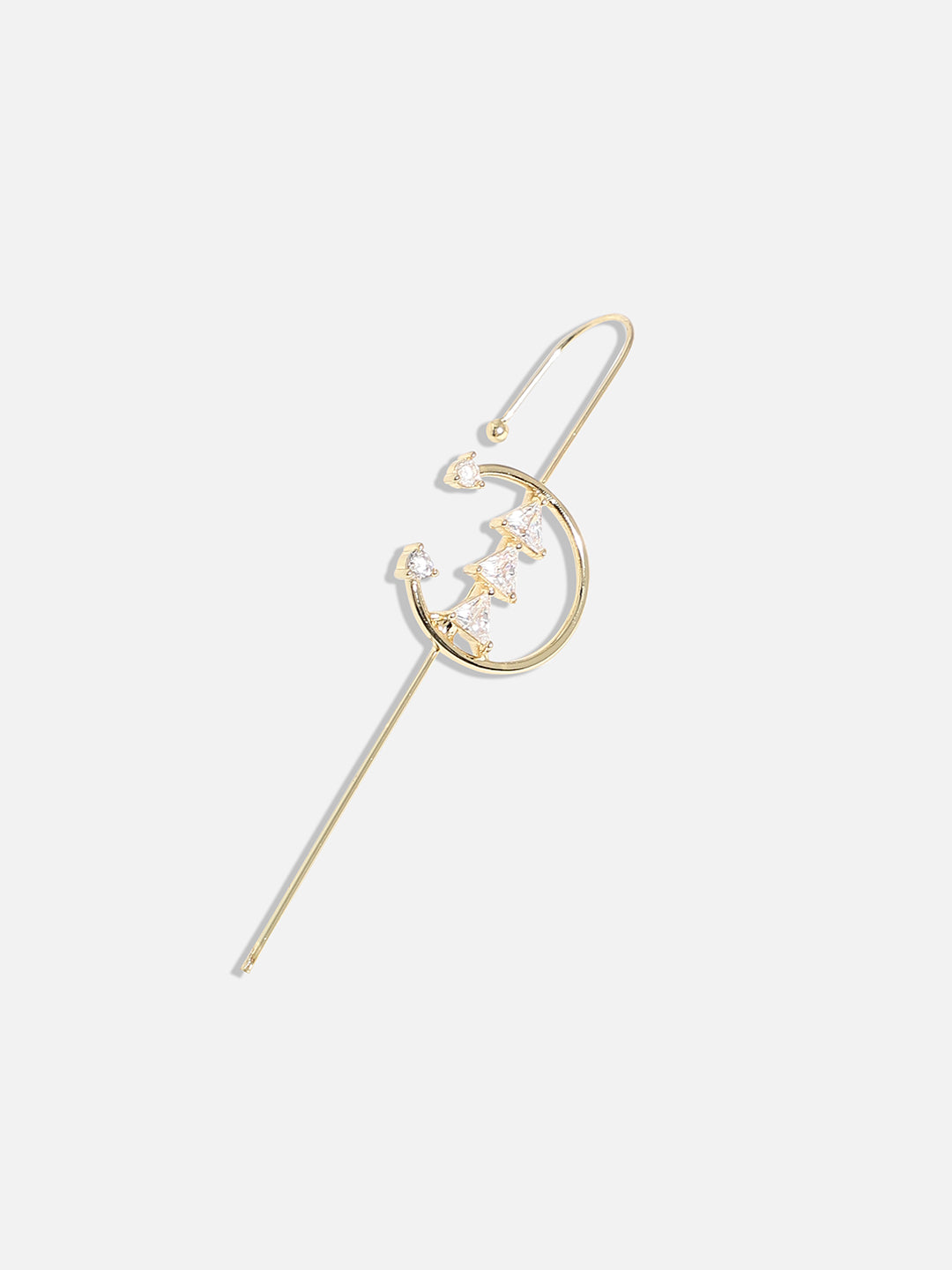 Gold-Plated Crescent Shaped Ear Cuff Earrings
