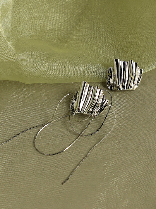 Silver-Plated Contemporary Drop Earrings