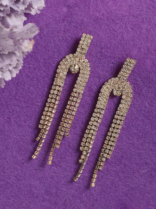 Gold-Plated Contemporary Drop Earrings