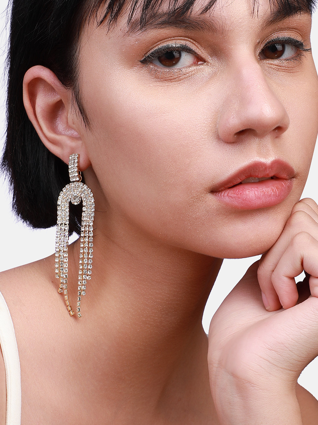 Gold-Plated Contemporary Drop Earrings
