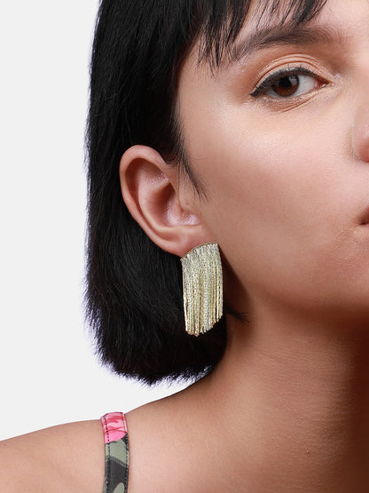 Gold-Plated Square Drop Earrings
