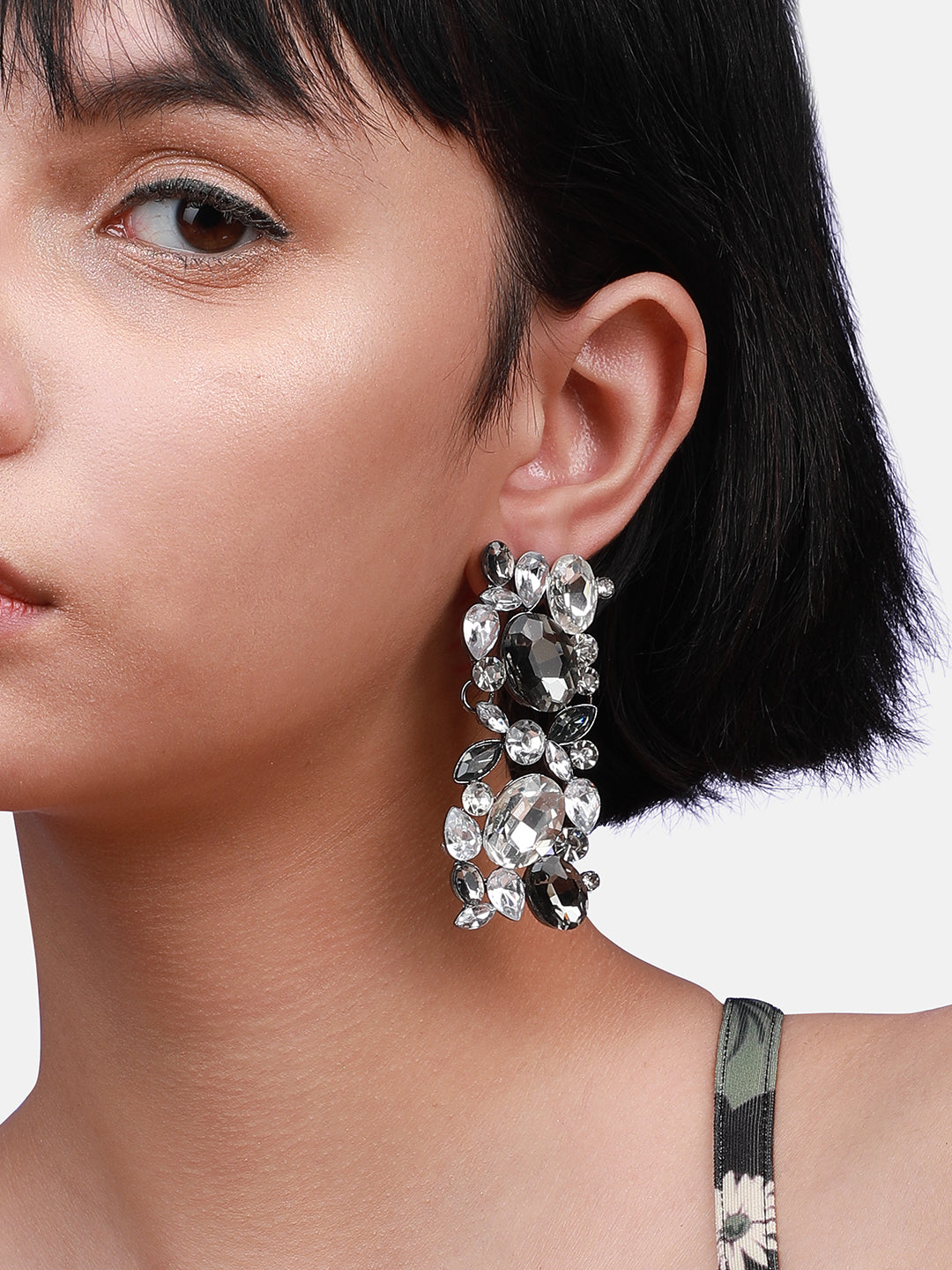 Silver-Plated Square Drop Earrings