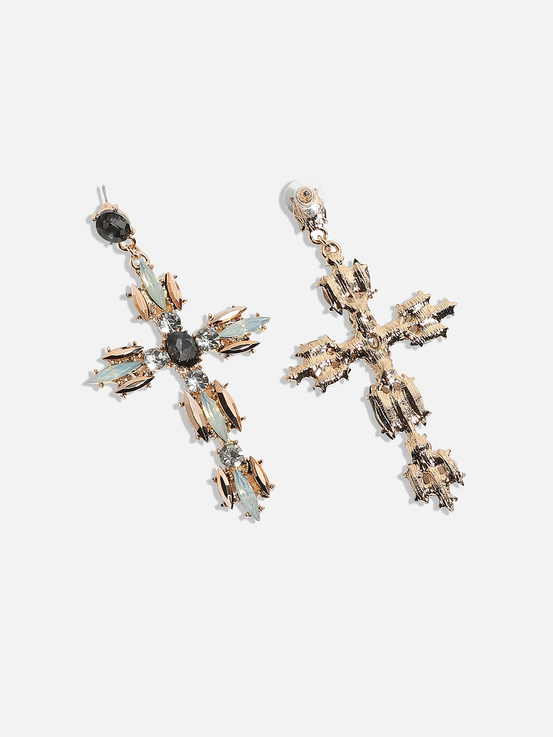 Gold-Plated Artificial Stones Contemporary Drop Earrings