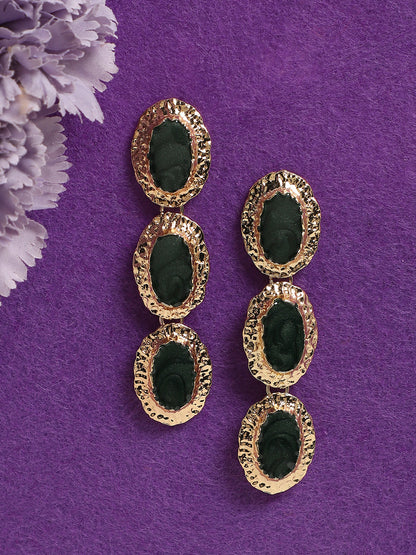 Gold-Plated Oval Shaped Drop Earrings