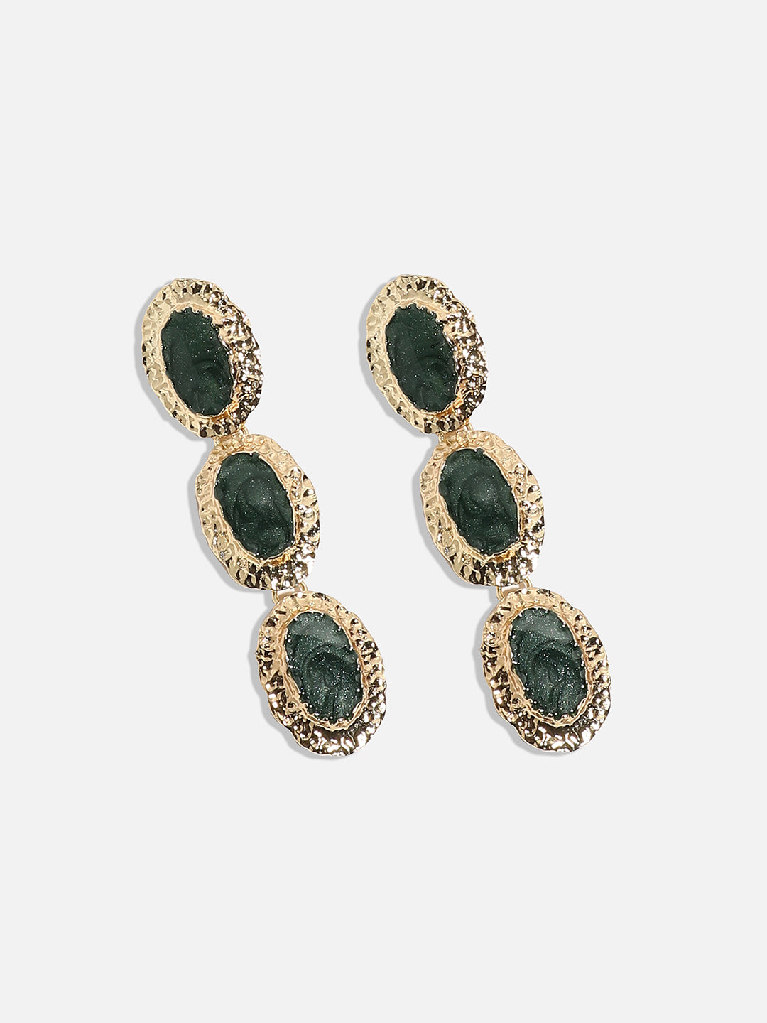 Gold-Plated Oval Shaped Drop Earrings