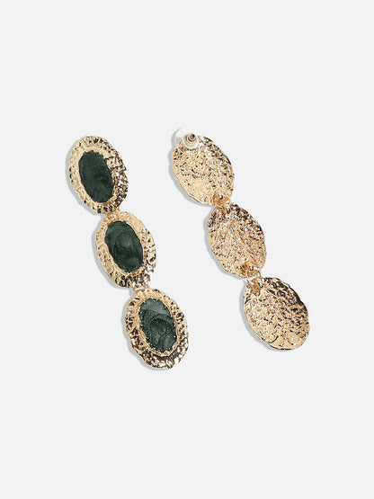 Gold-Plated Oval Shaped Drop Earrings