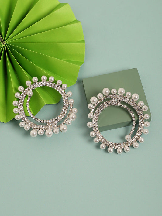 Silver-Plated Circular Studs Earrings