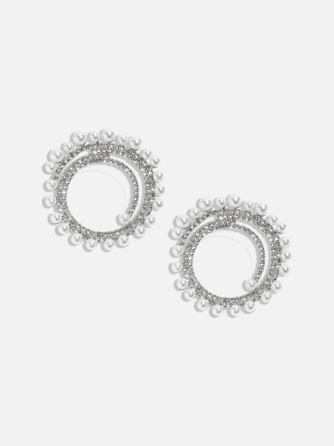 Silver-Plated Circular Studs Earrings