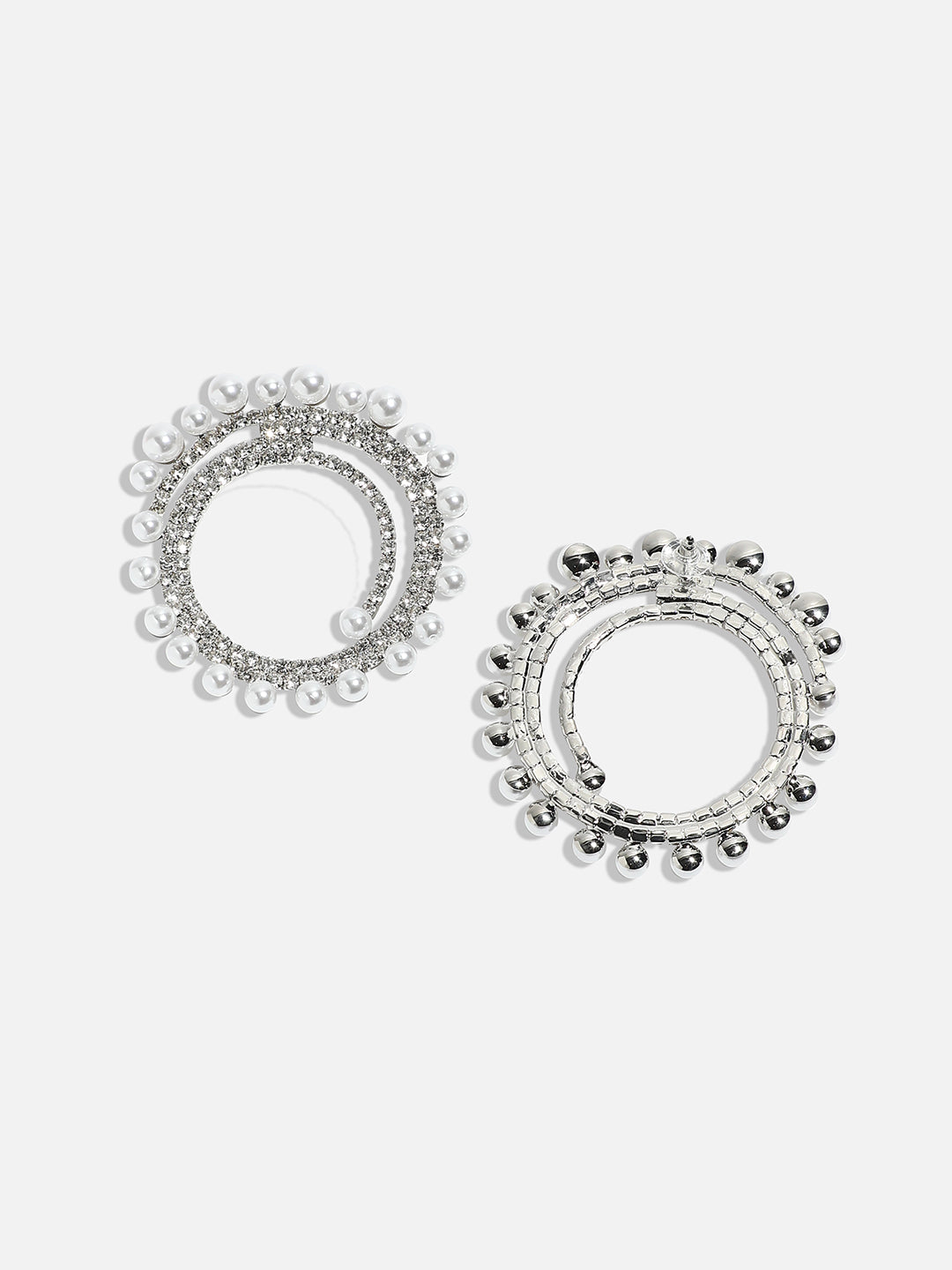 Silver-Plated Circular Studs Earrings