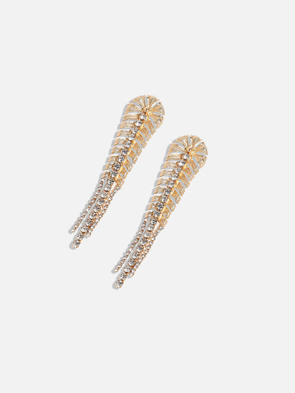 Gold-Plated Contemporary Rhinestone Drop Earrings