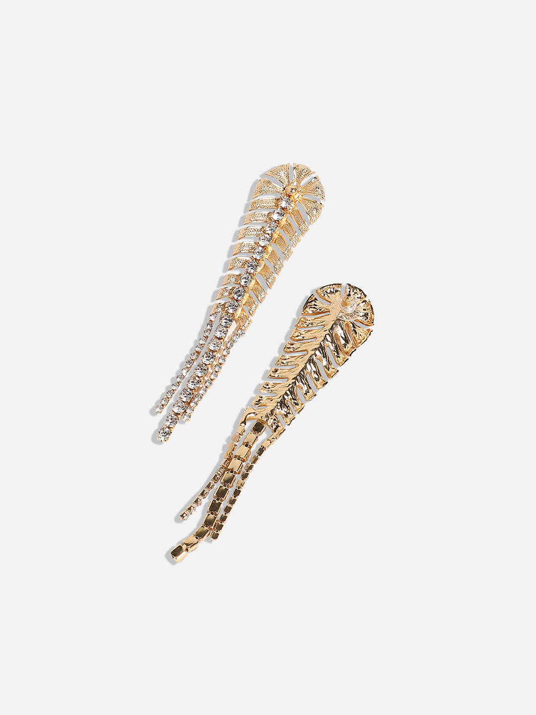 Gold-Plated Contemporary Rhinestone Drop Earrings