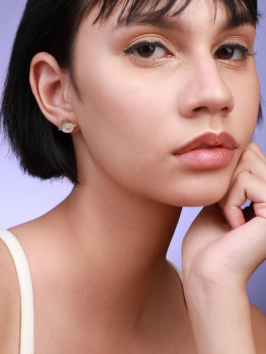 Gold-Plated Contemporary Studs Earrings