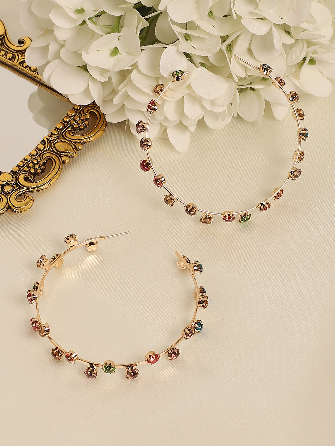 Gold-Plated Circular Half Hoop Earrings