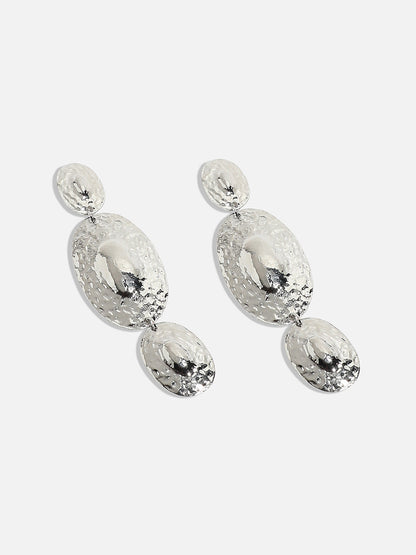 Silver-Plated Oval Drop Earrings
