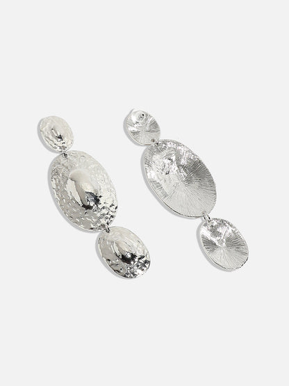 Silver-Plated Oval Drop Earrings