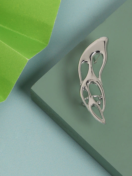 Silver-Plated Crescent Shaped Ear Cuff Earrings