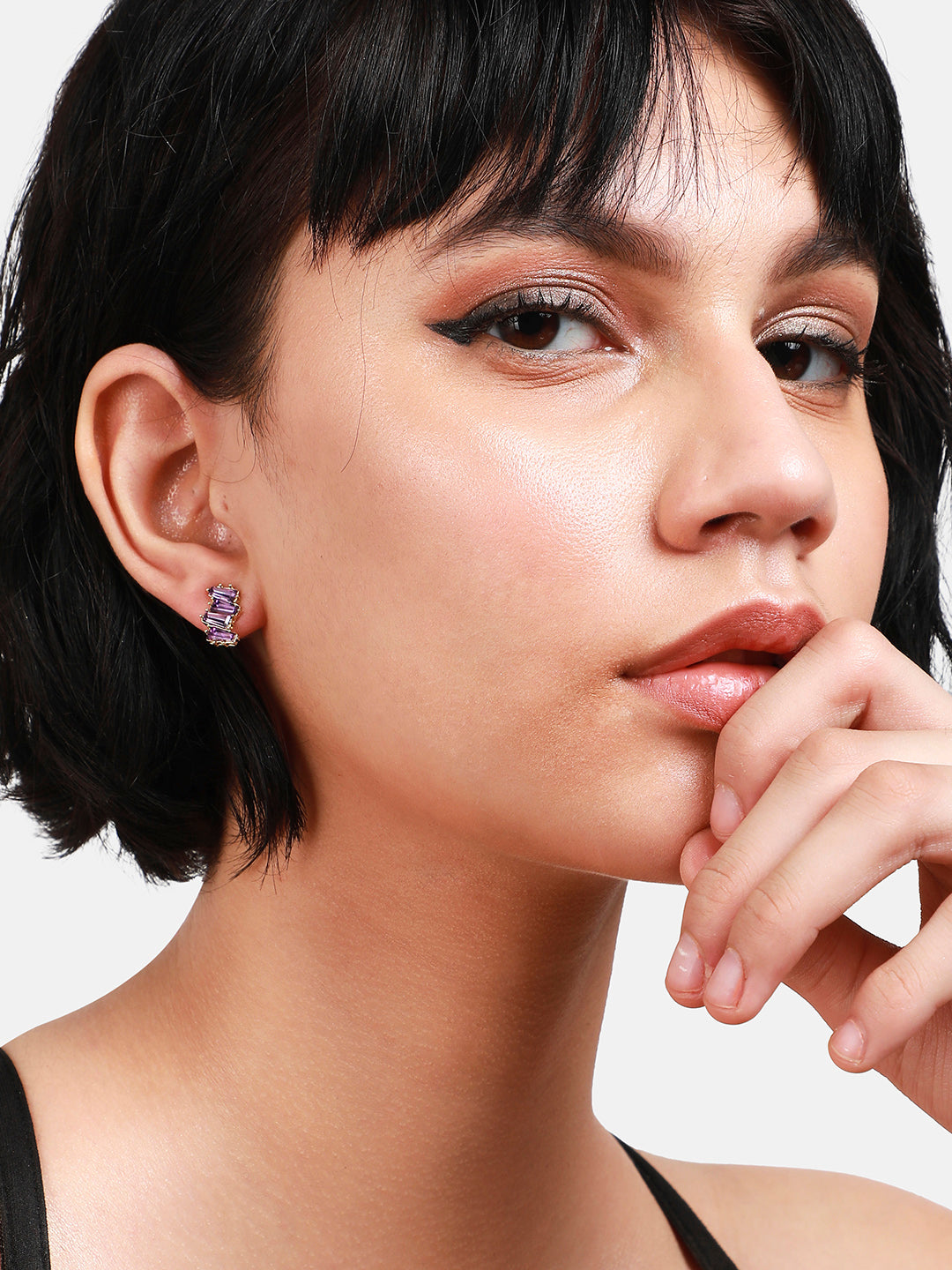 Gold-Plated Contemporary Studs Earrings